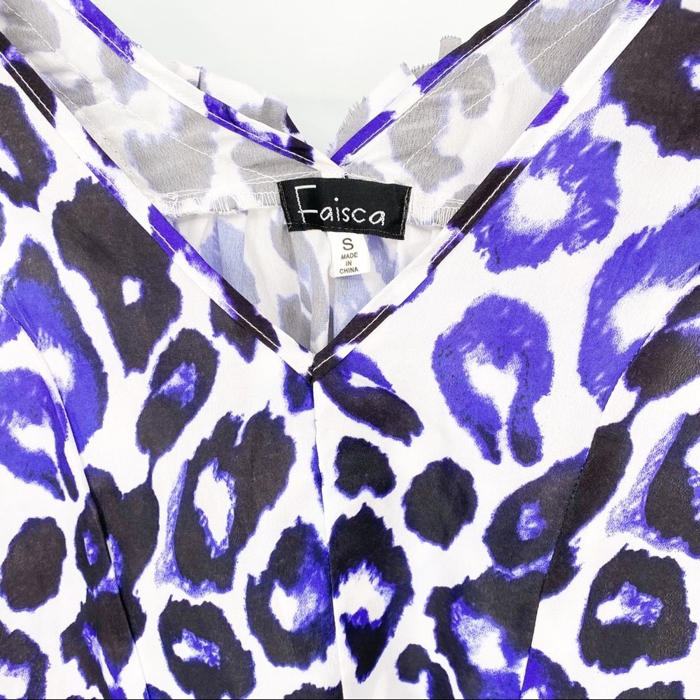 Faisca Sleeveless Geometric Print Blouse Purple Black and White Size S - Picture 3 of 4